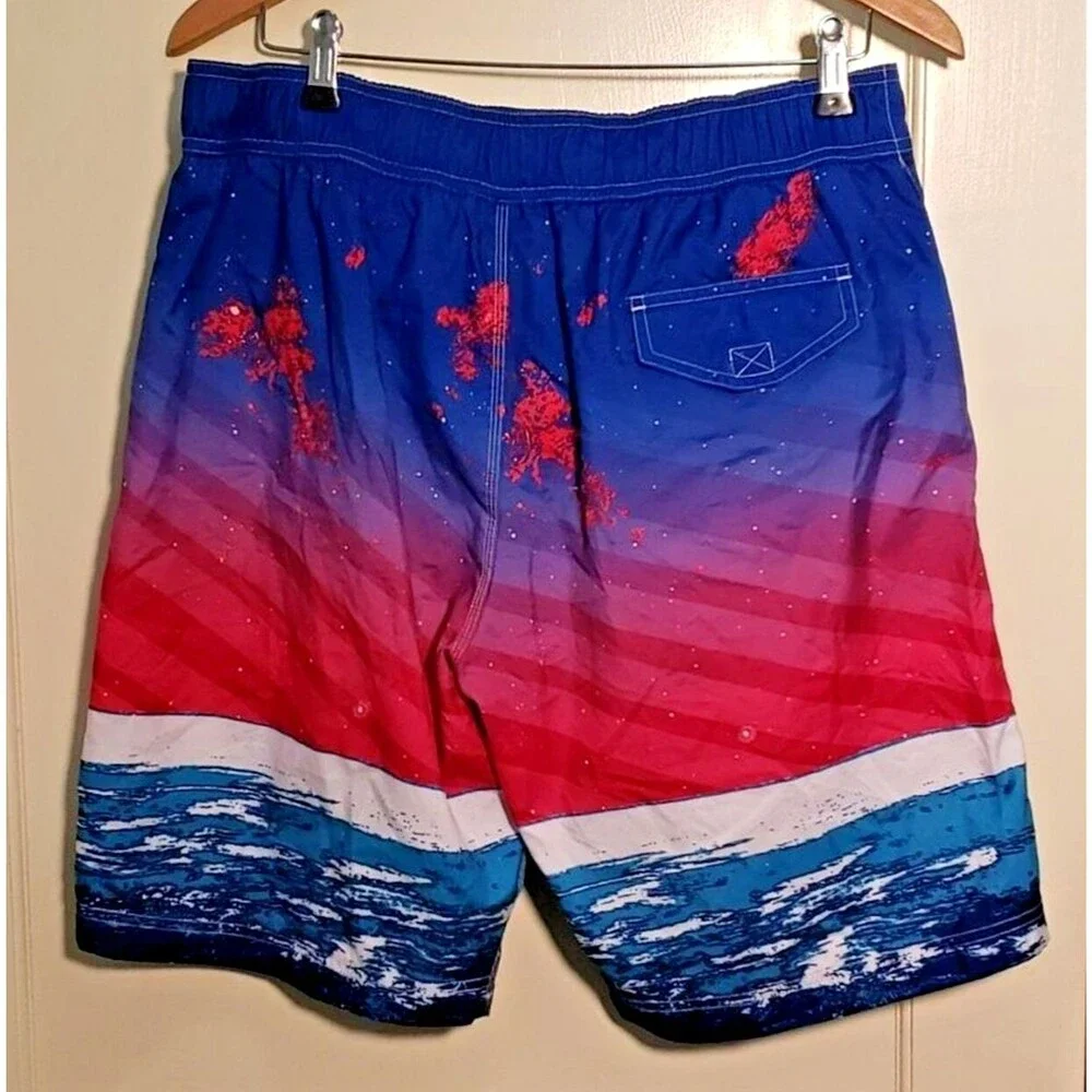 Buzz Aldrin Men's Blue Swimming Trunks, NASA Astronaut Detail, Size Medium